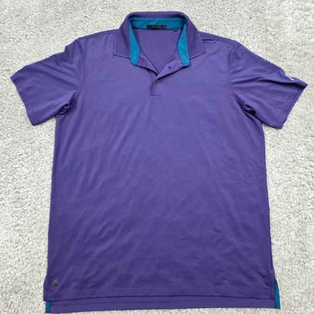 Greyson Golf Polo Shirt Mens Large Purple Teal Contrast Wolf Logo Athletic